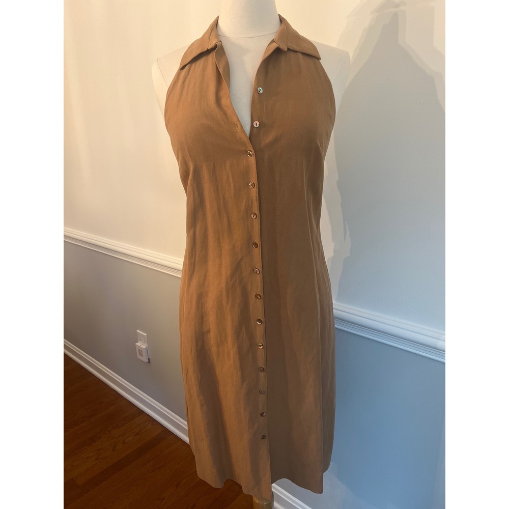 Nwt Tommy Bahama Silk Linen Halter Dress Size Small Tan